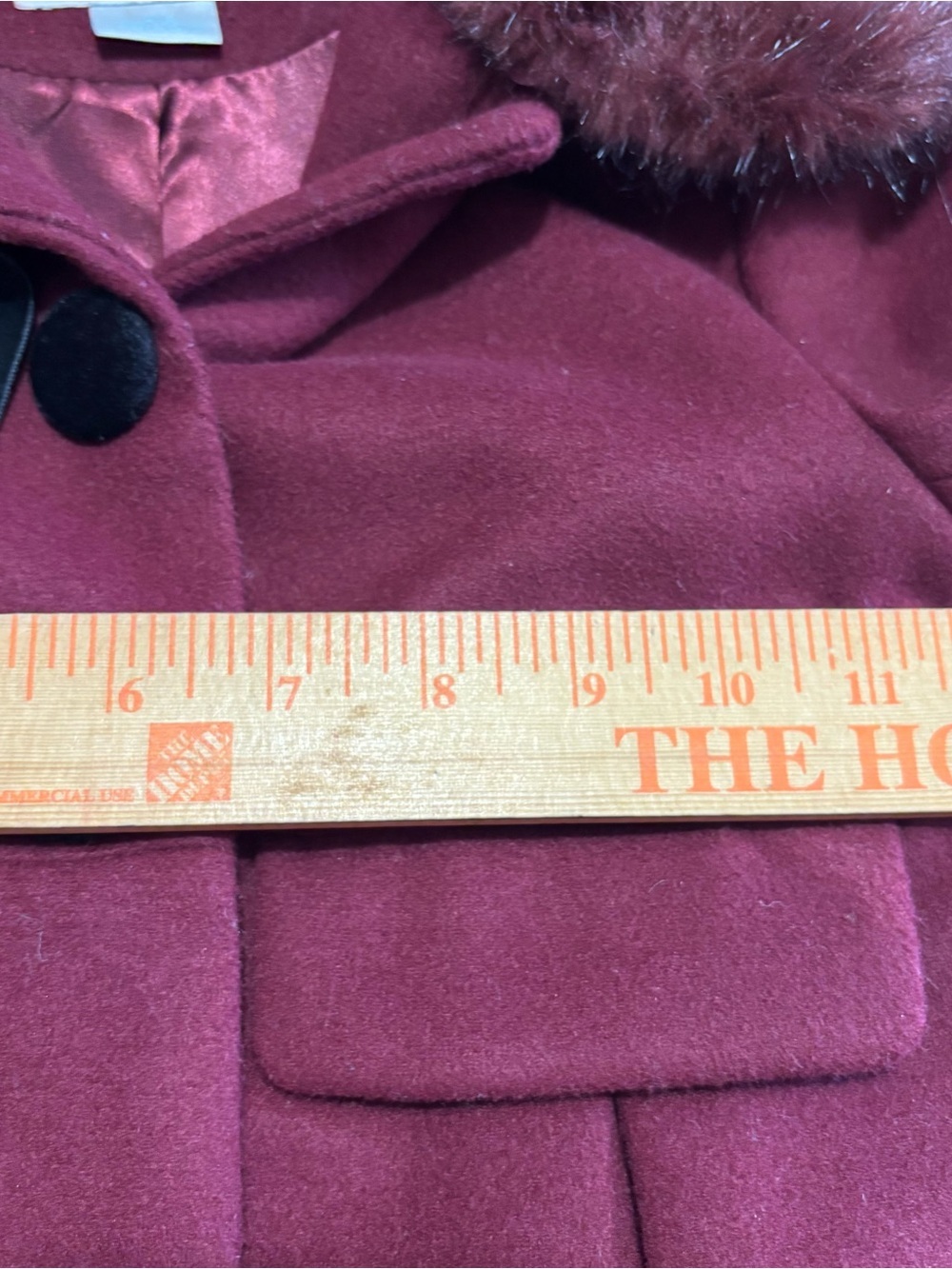 Edgehill Collection Single-Breasted Girl’ 4/5 Burgundy Coat removable collar - Picture 5 of 9